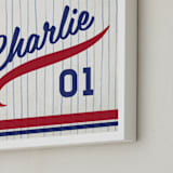 "Vintage Jersey - Navy/Red" - Personalized Art Print in Navy/Red by Jessie Steury - Frame Close-up