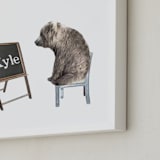 "Message on a Blackboard" - Personalized Art Print in Brown Bear by Maja Cunningham - Frame Close-up