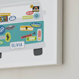 "Van Life" - Personalized Art Print in Aqua by Jessie Steury - Frame Close-up
