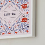 "Framed in Florals" - Personalized Art Print in Rose by Kristen Smith - Frame Close-up