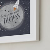 "Shoot for the Moon" - Personalized Foil-Pressed Art Print in Midnight by Lorent and Leif - Frame Close-up