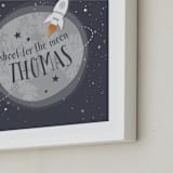 "Shoot for the Moon" - Personalized Foil-Pressed Art Print in Midnight by Lorent and Leif - Frame Close-up