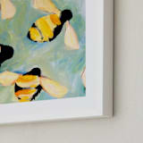"Happy Bees" - Art Print in Morning Sky by claire whitehead - Frame Close-up