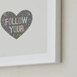 "Follow your Heart" - Art Print in Charcoal by Amber Barkley - Frame Close-up