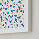 "Geometric plants" - Art Print in White by FERNANDA MARTINEZ - Frame Close-up