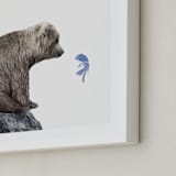 "Blue Fish Wish" - Art Print in Blue Fish by Maja Cunningham - Frame Close-up