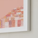 "Positano Houses" - Art Print in Peachy Pink by Laura Mitchell - Frame Close-up