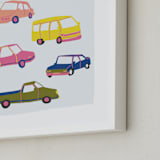 "Vroom Vroom" - Art Print in Bright Yellow by Alicia Schultz - Frame Close-up