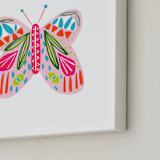 "A Butterfly" - Art Print in Cotton Candy PInk by Lauren Semmer - Frame Close-up