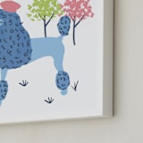 "Parisian Poodle" - Art Print in Parisian Blue by Ali Macdonald - Frame Close-up