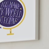 "Lettered World Go Round" - Art Print in Violet Purple by curiouszhi - Frame Close-up