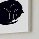 "Morning Dog Nap" - Art Print in Magic Black by Gaucho Works - Frame Close-up