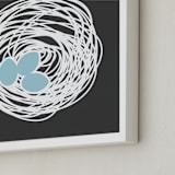 "New Nest Solo" - Art Print in Charcoal by Three Wings North - Frame Close-up