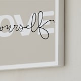 "Love Yourself Lettering" - Art Print in Neutrals by Luz Alliati - Frame Close-up
