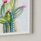 "Cactus Love Two" - Art Print in limey yellow by Amelia Gluba - Frame Close-up