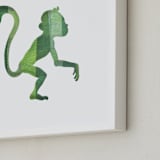 "Green Party Monkey" - Art Print in Silhouette Green by Jeff Preuss - Frame Close-up
