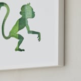 "Green Party Monkey" - Art Print in Silhouette Green by Jeff Preuss - Frame Close-up