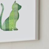 "Green Party Kitty" - Art Print in Silhouette Green by Jeff Preuss - Frame Close-up