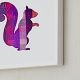 "Pink Party Squirrel" - Art Print in Silhouette Pink by Jeff Preuss - Frame Close-up