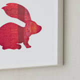 "Red Party Bunny" - Art Print in Silhouette Red by Jeff Preuss - Frame Close-up