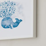 "Whaley Cute" - Art Print in Whale Blue by Noonday Design - Frame Close-up