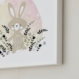 "Woodland - Rabbit" - Art Print in Soft Pink by Oma N. Ramkhelawan - Frame Close-up