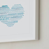 "Doodle Heart" - Art Print in Aqua by Chasity Smith - Frame Close-up