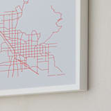 "Custom Map Letterpress Art" - Custom Letterpress Print in Neon Coral by Minted - Frame Close-up