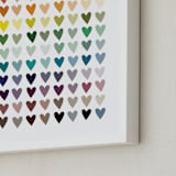 "Paper Hearts" - Art Print in Rainbow by InkDot - Frame Close-up