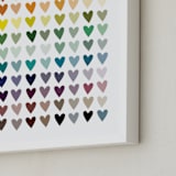 "Paper Hearts" - Art Print in Rainbow by InkDot - Frame Close-up
