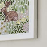 "Lone Rabbit" - Art Print in Grass by Jenny Westenhofer - Frame Close-up