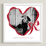 "Ribbon Bow Heart: Square Framed Photo" - Framed Photo in Cherry by Rebecca Durflinger - Framed