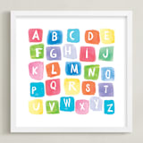 "ABC squares" - Art Print in Primary Red by Amy Hall - Framed
