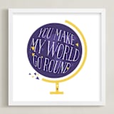 "Lettered World Go Round" - Art Print in Violet Purple by curiouszhi - Framed