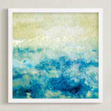 "Shining Sea" - Art Print in Aqueous Blue by Courtney Crane - Framed
