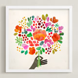 "All is well" - Art Print in coral by Betty Hatchett - Framed