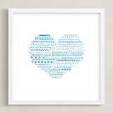 "Doodle Heart" - Art Print in Aqua by Chasity Smith - Framed