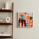 "Graphic Dinner Party " - Art Print in Punchy Orange by Lee-Anne Schmidt - In a Room