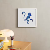 "Blue Party Monkey" - Art Print in Silhouette Blue by Jeff Preuss - In a Room