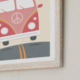 "Peace and Love Van" - Art Print in Rosey by Chelsey Scott - Frame Close-up