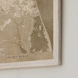 "Virginia Beach vintage-looking city map" - Art Print in Sepia by Rosana Laiz Blursbyai - Frame Close-up