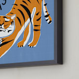 "Tiger Yoga" - Art Print in Tangerine by Inkblot Design - Frame Close-up