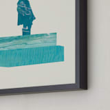 "View of the Water" - Art Print in Soft Calm by Field and Sky - Frame Close-up