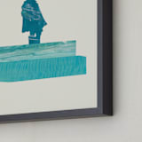 "View of the Water" - Art Print in Soft Calm by Field and Sky - Frame Close-up