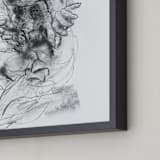 "Drawing 538 - Crouching Figure" - Art Print in Slate Black by Derek overfield - Frame Close-up