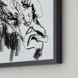 "Drawing 469 - Draped Figure" - Art Print in Bottom of Well Black by Derek overfield - Frame Close-up