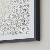 "More" - Custom Foil Print in Gold by Olivia Goree - Frame Close-up