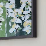 "White Poppies" - Art Print in Emerald Green by Mary Baude - Frame Close-up
