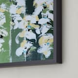 "White Poppies" - Art Print in Emerald Green by Mary Baude - Frame Close-up