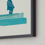 "View of the Water" - Art Print in Soft Calm by Field and Sky - Frame Close-up